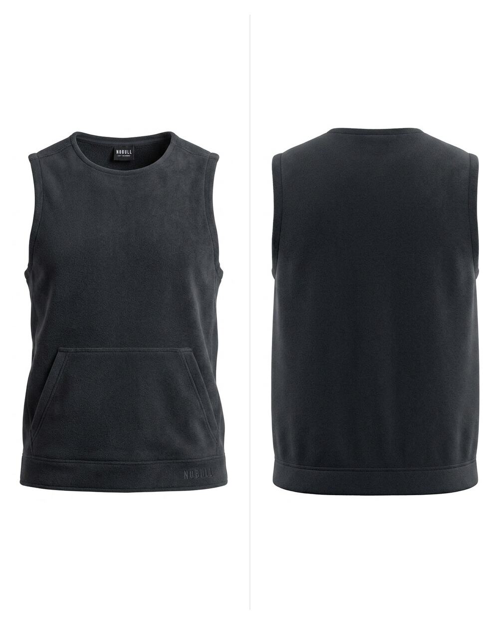 Nobull Made in USA Black Fleece Crew Neck Sleeveless Vest Jacket Men Size M